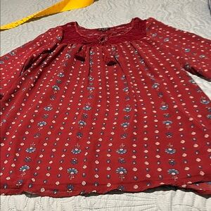 As U Wish Burgundy and Blue Floral Long Sleeve Dress